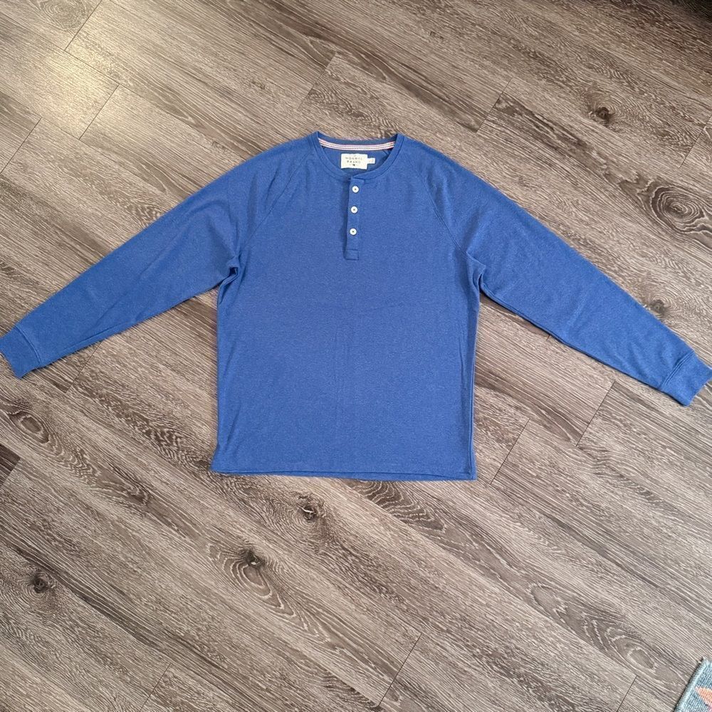 The Normal Brand Blue Long-Sleeve Henley